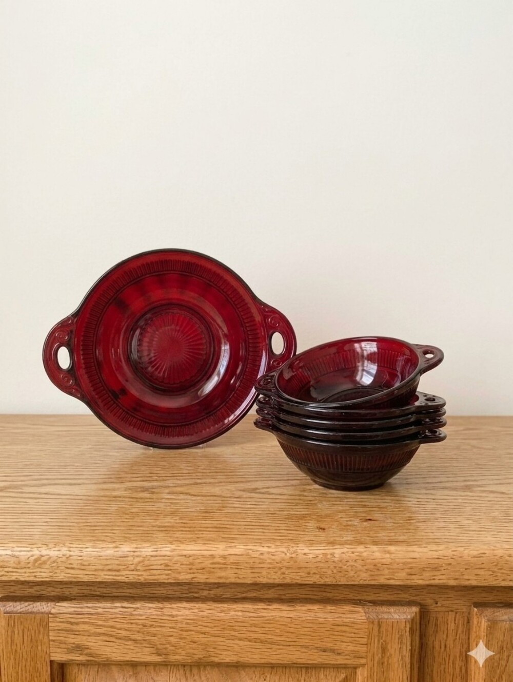 Vintage Ruby Red Glass Bowls – Anchor Hocking Royal Ruby (Set of 6)